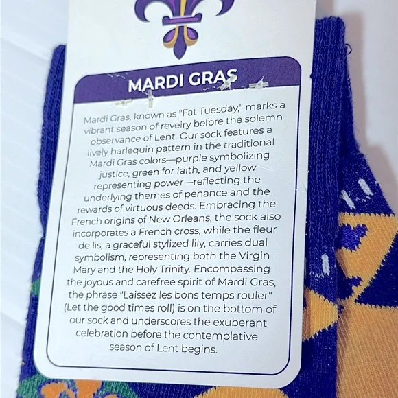 Unisex Mardi Gras Crew Socks OS - Picture 4 of 6